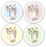Name Doodles - Personalized Melamine Plates (Whimsical Kitty 4 Plate Set) (WK-P4)